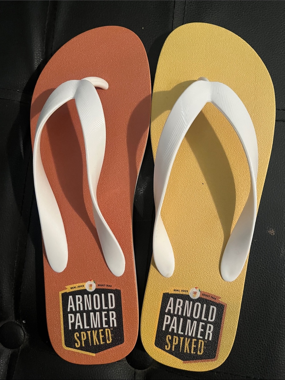 Arnold Palmer Spiked Flip Flops - Orange & Yellow with White Straps